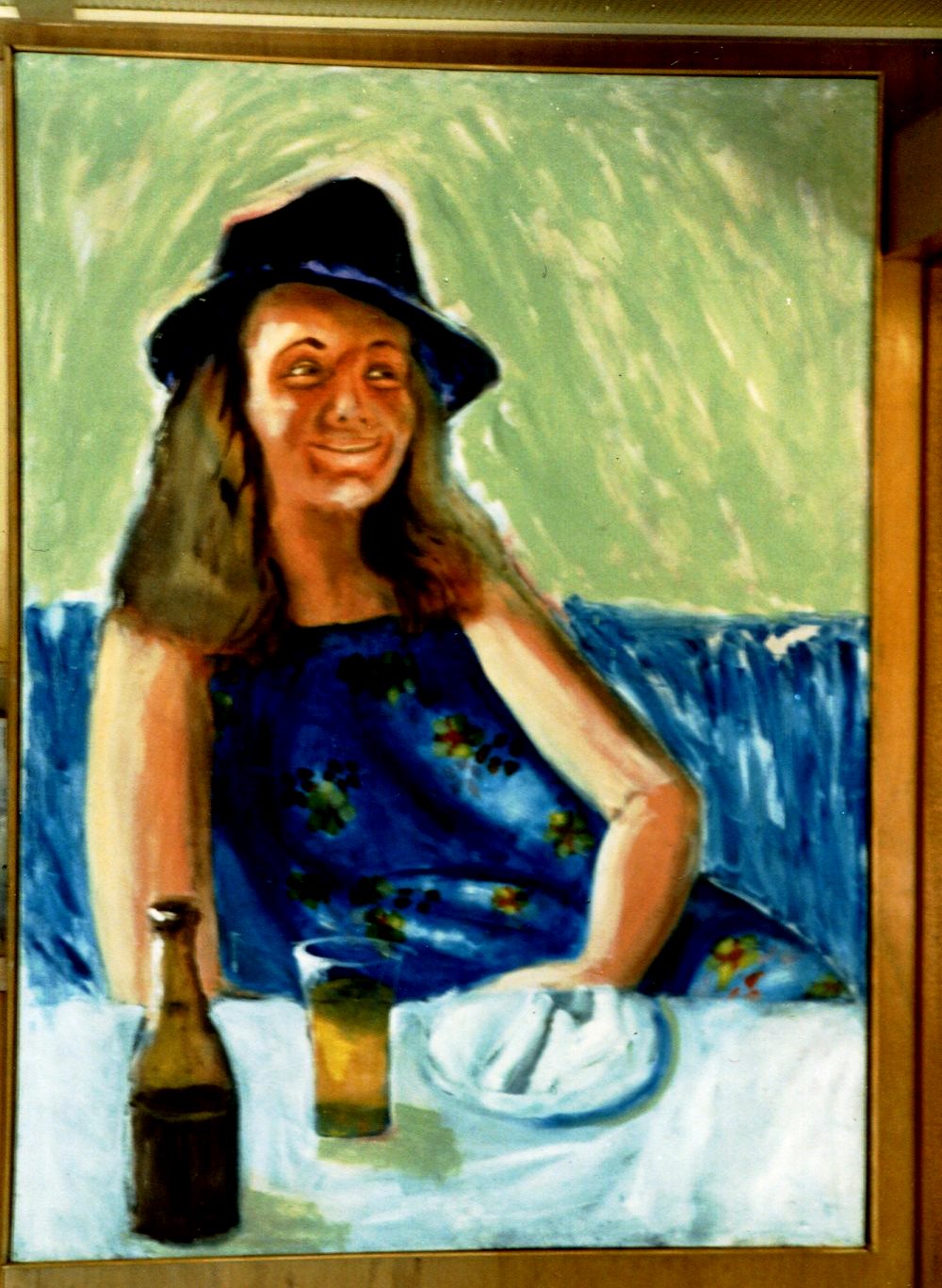 18a. Christa. 40” x 54”. I painted this picture showing her around the time we began our sculpture garden in Eugene. I think of the sculpture garden as her memorial.