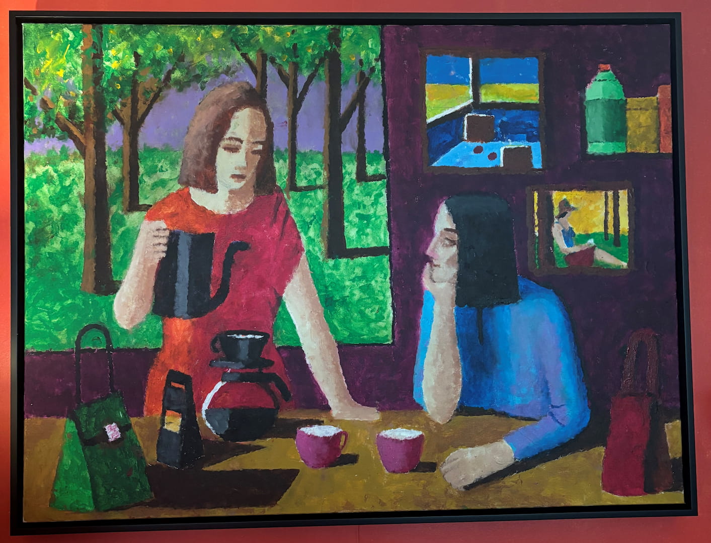 19b. Painting a sculpture.